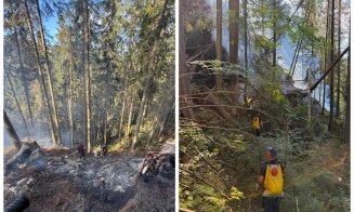 După zile întregi de luptă cu focarele ascunse, ISU Cluj a lichidat incendiul din pădurea de la Doda Pilii