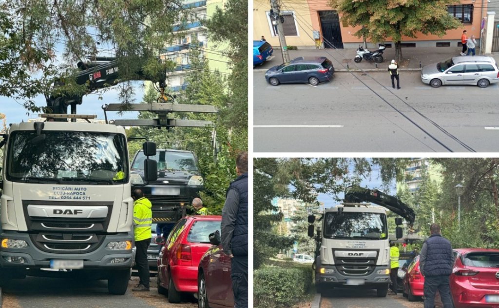 Echipele de ridicări au luat cu „asalt” străzile din Cluj. Mașini ridicate și amenzi pe bandă rulantă