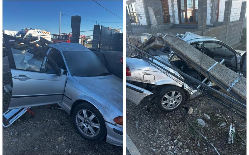 Cum s-a produs accidentul din Câmpia Turzii: un șofer a pierdut controlul mașinii și a intrat într-un stâlp. Copil de 6 ani, în stare gravă