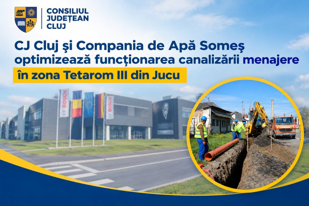 Canalizare nouă în zona Tetarom III de la Jucu. Investiție de 1 milion de lei