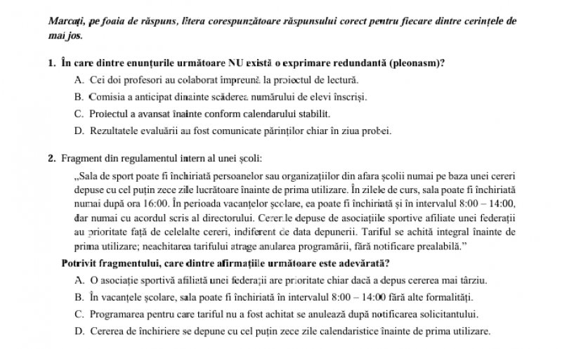 Testul-grilă primit la concursul de directori. Ce au avut de rezolvat profesorii în 60 de minute