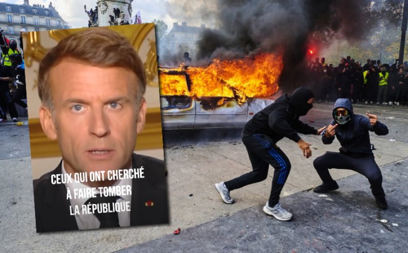Macron, după voilențele și jafurile din weekend: 'Cei care au încercat să doboare Republica vor da socoteală, cei care au jefuit vor plăti'