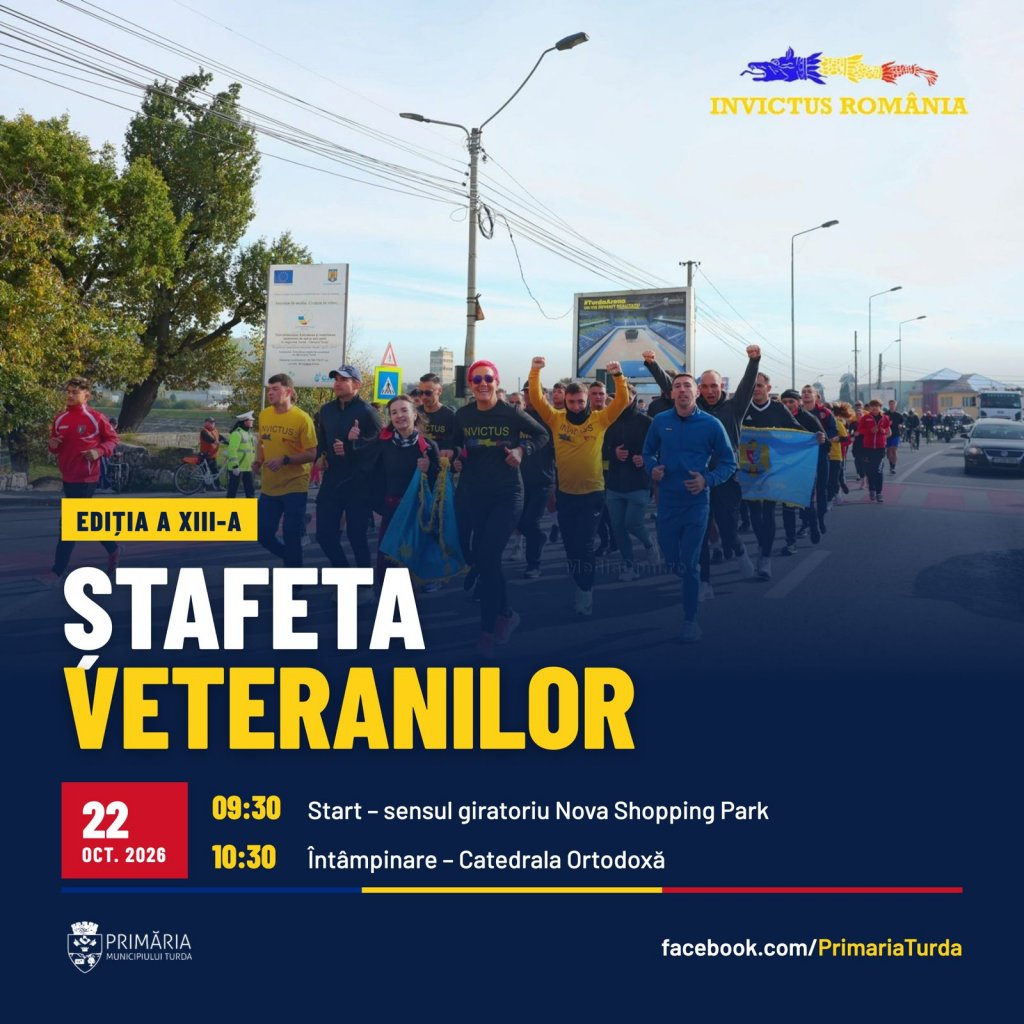 Ștafeta Veteranilor Invictus România, ediția a XIII-a, ajunge la Turda. Când are loc